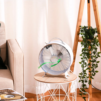 26cm 2-Speed Electric Table Desk Fan w/ Safety Guard Anti-Slip Feet Portable Personal Cooling Fan Home Office Bedroom White