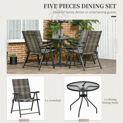 5-Pieces PE Rattan Dining Sets