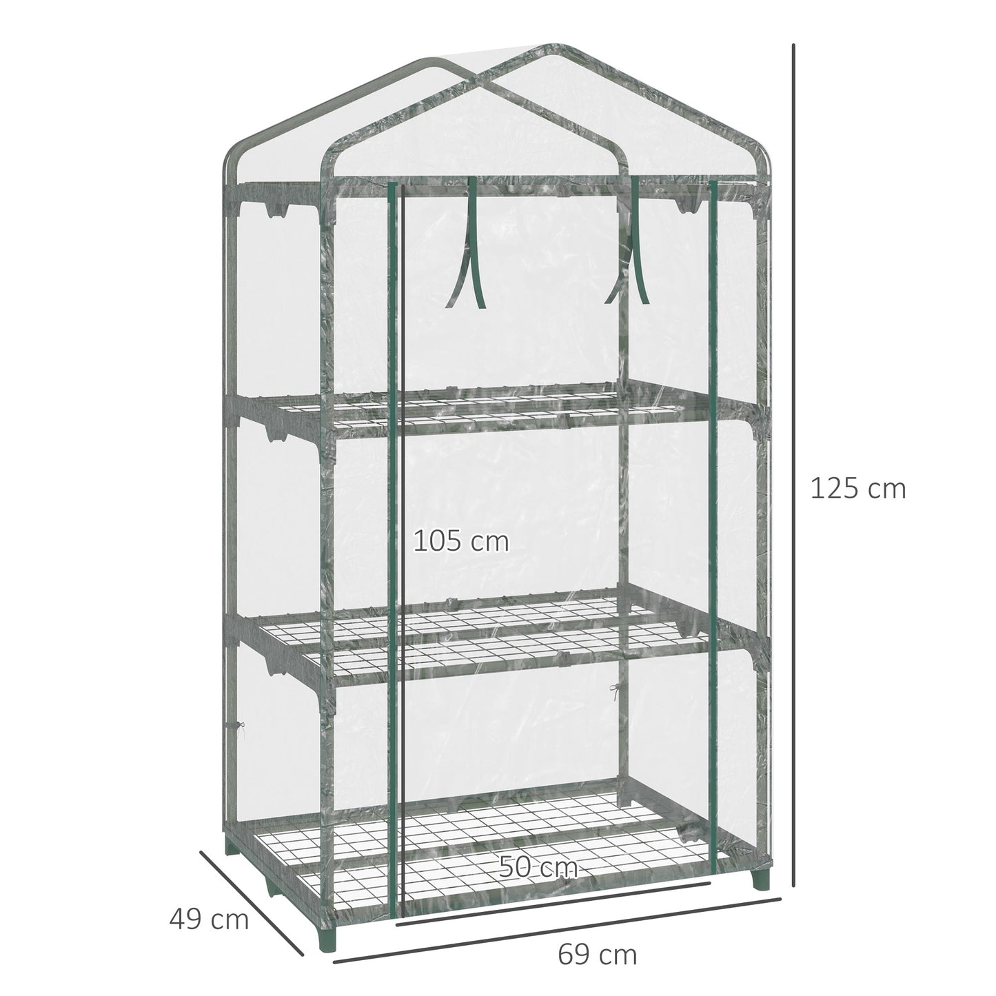 3 Tier Mini Greenhouse Portable Garden Grow House with Roll Up Door and Wire Shelves