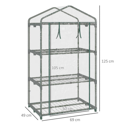 3 Tier Mini Greenhouse Portable Garden Grow House with Roll Up Door and Wire Shelves