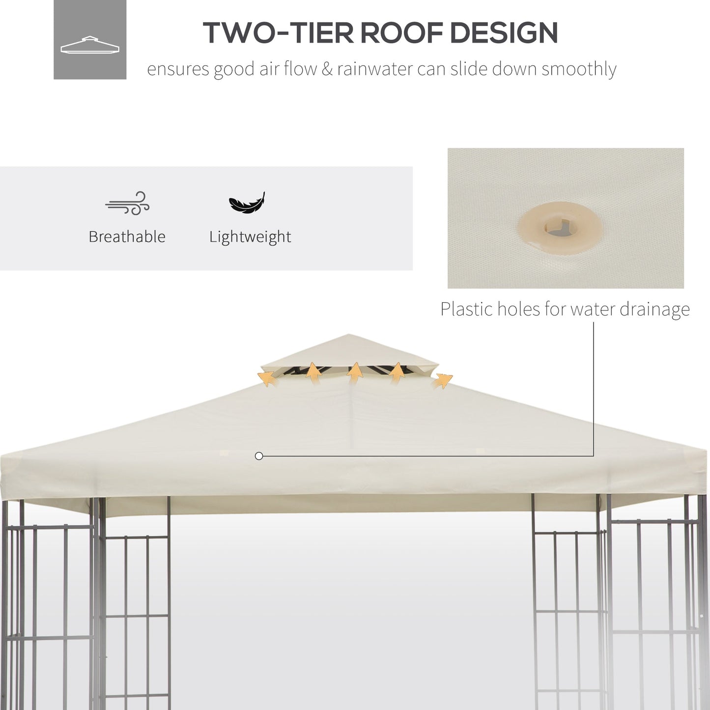 Outsunny 3 X 3 M Gazebo Replacement Canopy Cream