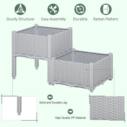 Raised Flower Bed Vegetable Herb Plant Stand Lightweight - 40L x 40W x 44H CM