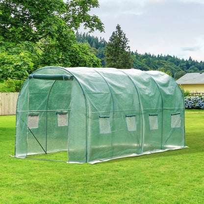 4x2 m Polytunnel Walk-in Greenhouse with Zip Door and Windows