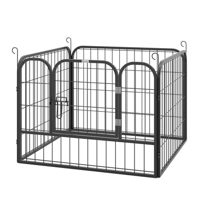 PawHut Heavy Duty Dog Pens Pet Puppy Metal PlayPen 4 Panel Foldable Dog Crate Kennel 82 x 82 x 60 cm