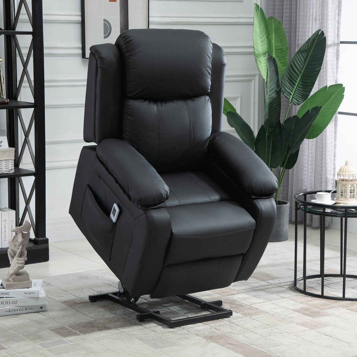 Electric Power Lift Recliner Chair Vibration Massage Reclining Chair with Remote Control and Side Pocket