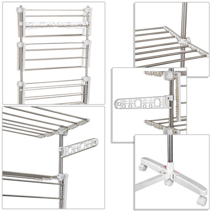 Folding Cloth Rail Adjustable Garment Rack With Wheels 4 Layer