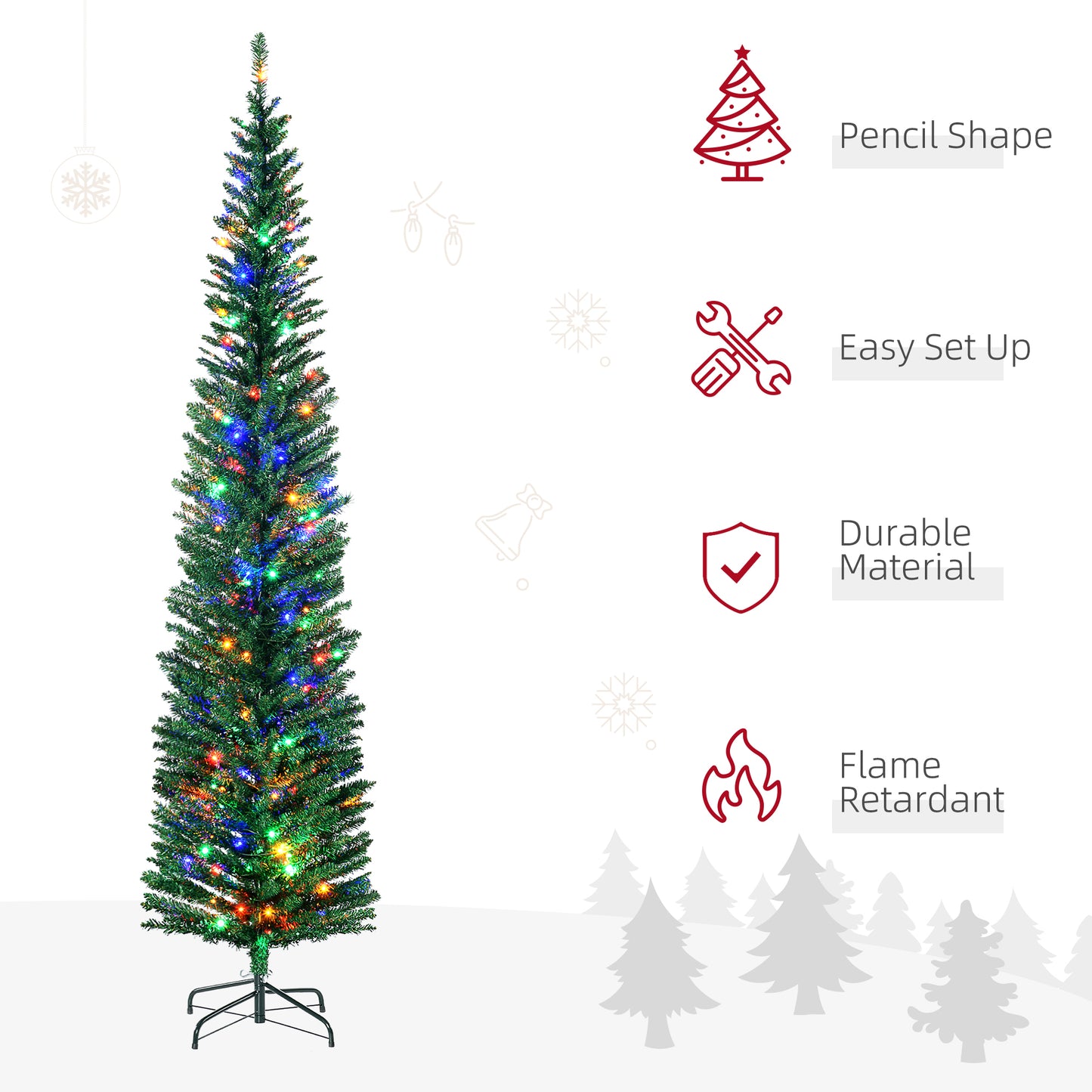 7ft Prelit Christmas Tree Artificial - with LED Lights Multicoloured 529 Tips