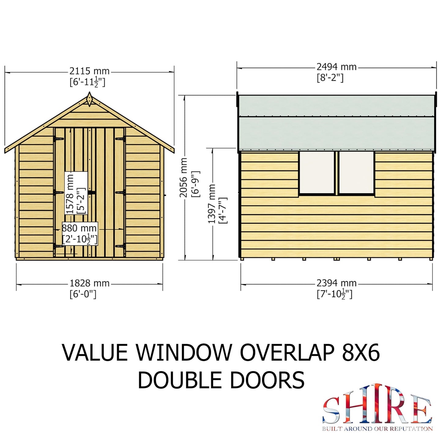 Shire Cromer 6' 5" x 8' 1" Apex Shed - Premium Pressure Treated Overlap