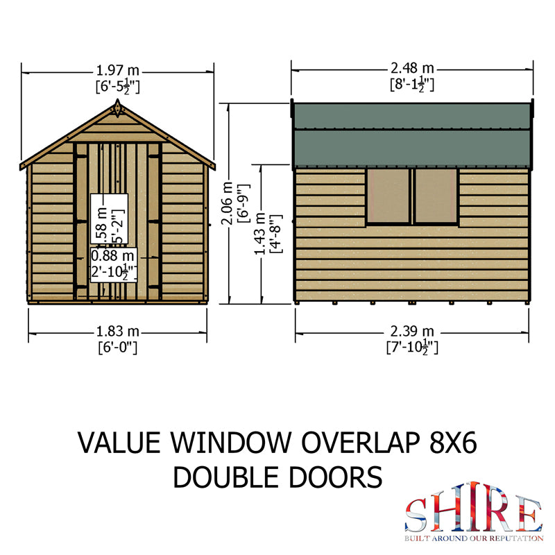 Shire Shire Cromer 6' 5" x 8' 1" Apex Shed - Premium Pressure Treated Overlap