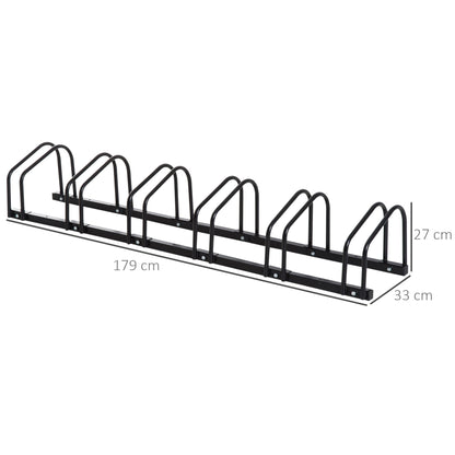 Homcom Bike Stand Parking Rack Floor or Wall Mount Bicycle Cycle Storage Locking Stand 179L x 33W x 27H (6 Racks