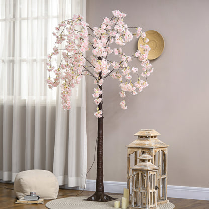 6ft Blossom Tree Christmas Tree Artificial - Pink with LED Lights Warm White 10 Tips