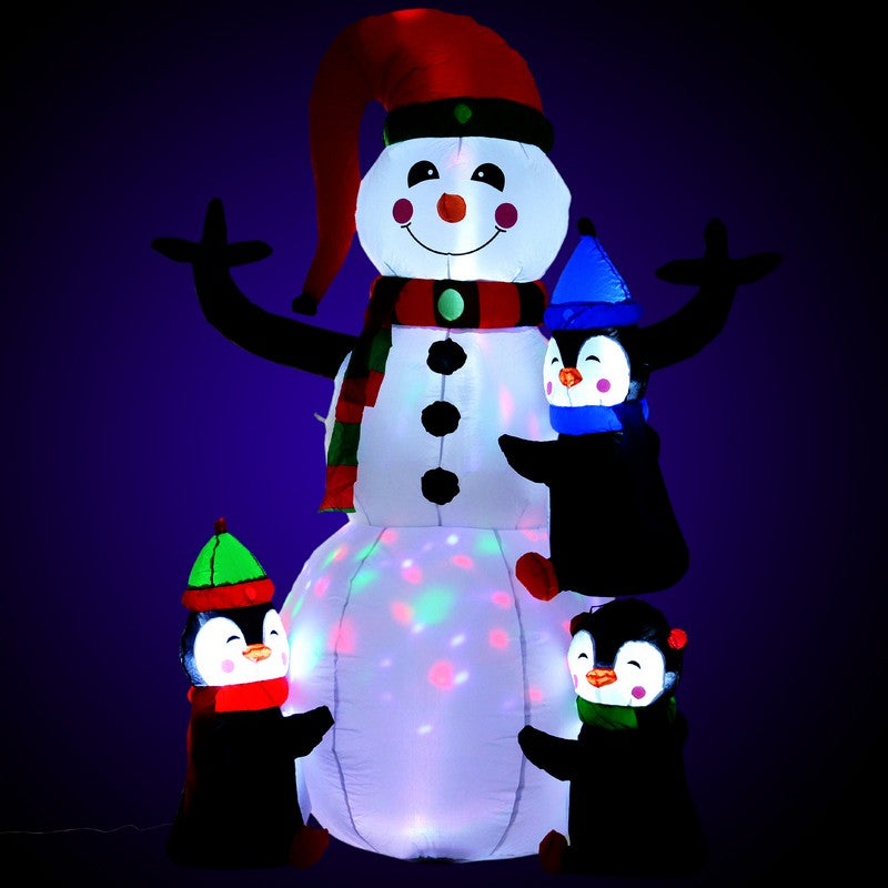 Homcom Christmas Inflatable Snowman and Penguins Outdoor Home Seasonal Decoration w/ LED Light