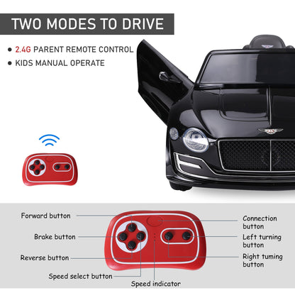 Compatible Electric Kids Ride On Car Bentley GT 12V Battery Powered Toy Two Motors with LED Light Music Parental Remote Control for 3 - 8 Years Black Bentley