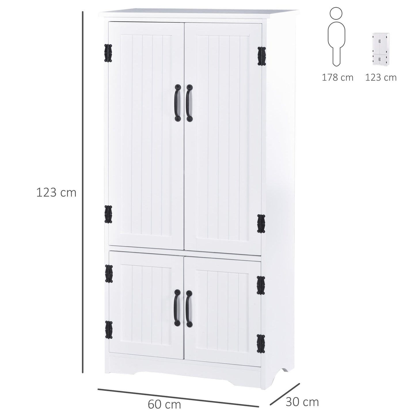 Accent Floor Storage Cabinet Kitchen Cupboard with Adjustable Shelves and 2 Lower Doors