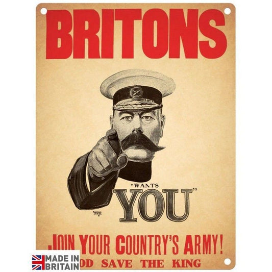 Scarthingwell Vintage Britons Join Your Country's Army Sign Metal Wall Mounted - 45cm