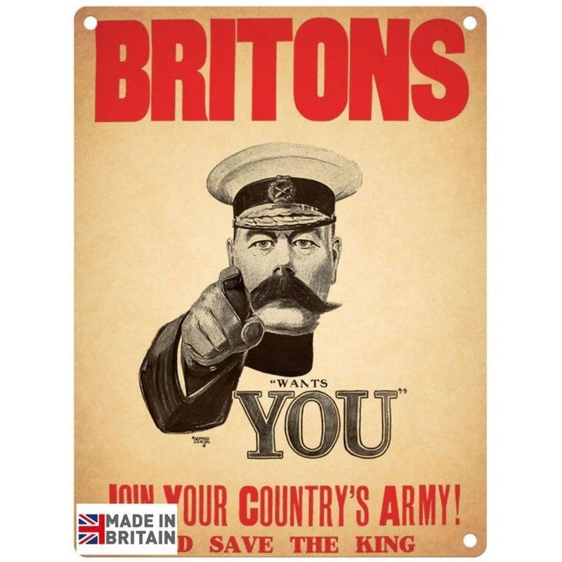 Scarthingwell Vintage Britons Join Your Country's Army Sign Metal Wall Mounted - 60cm