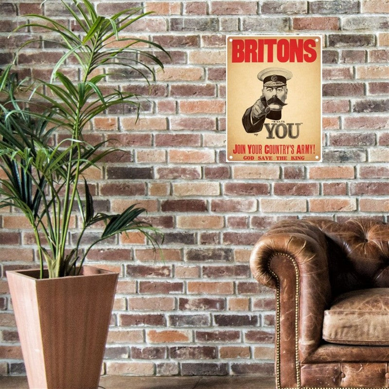 Scarthingwell Vintage Britons Join Your Country's Army Sign Metal Wall Mounted - 60cm