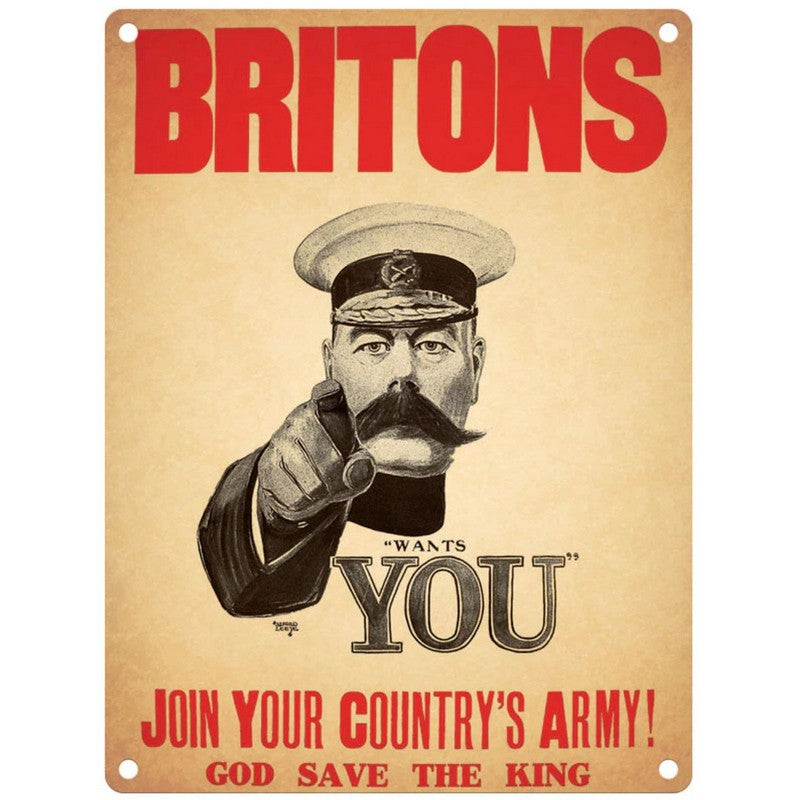 Scarthingwell Vintage Britons Join Your Country's Army Sign Metal Wall Mounted - 60cm