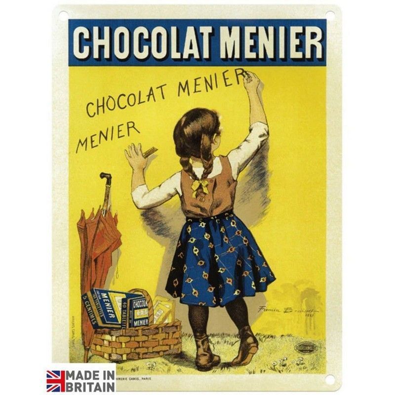 Scarthingwell Vintage Chocolate Menier Sign Metal Wall Mounted - 45cm