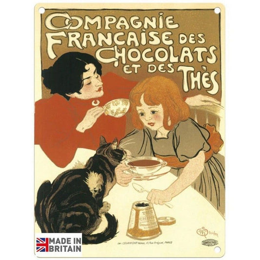 Scarthingwell Vintage Compagnie Francaise Chocolats Sign Metal Wall Mounted - 60cm