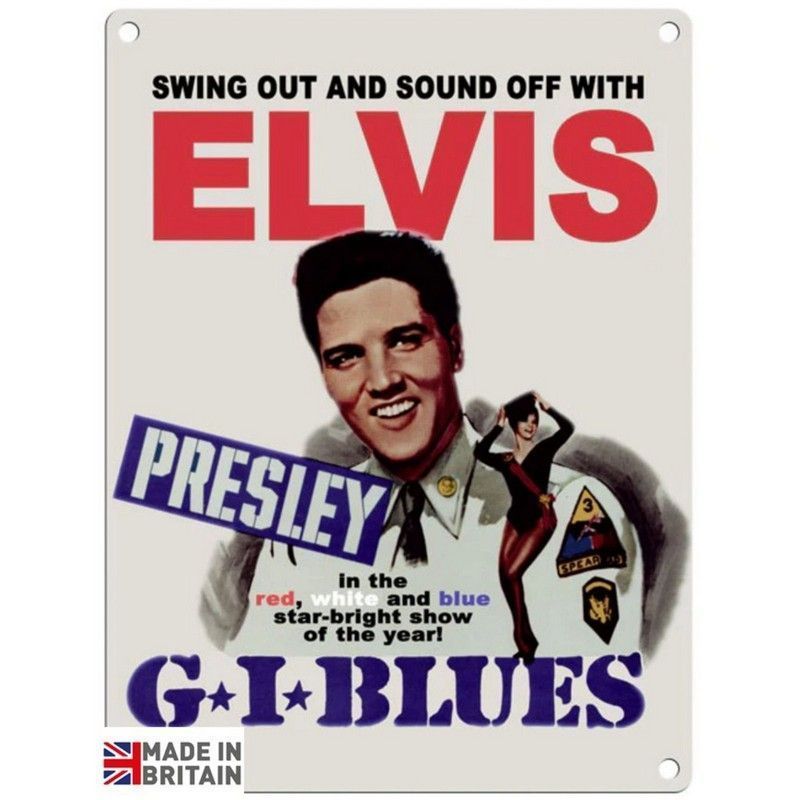 Scarthingwell Elvis G.I. Blues Sign Metal Wall Mounted - 45cm