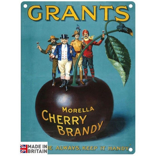 Scarthingwell Vintage Grants Cherry Brandy Sign Metal Wall Mounted - 45cm