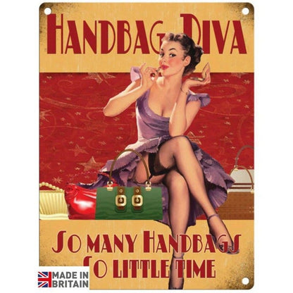 Scarthingwell Handbag Diva Sign Metal Wall Mounted - 45cm