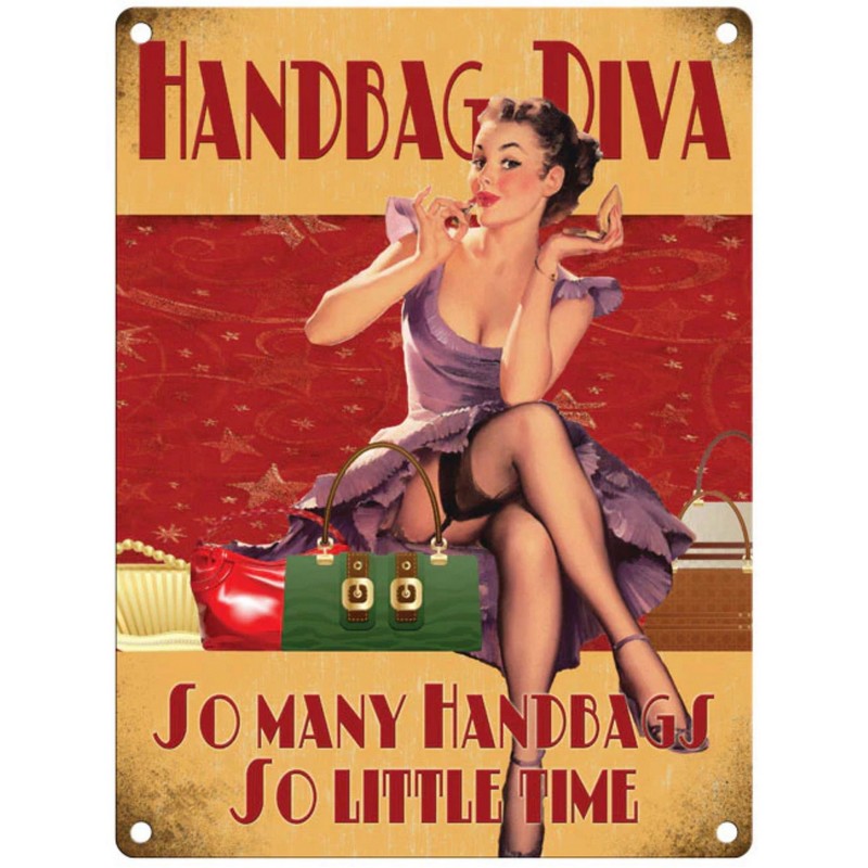 Scarthingwell Handbag Diva Sign Metal Wall Mounted - 45cm