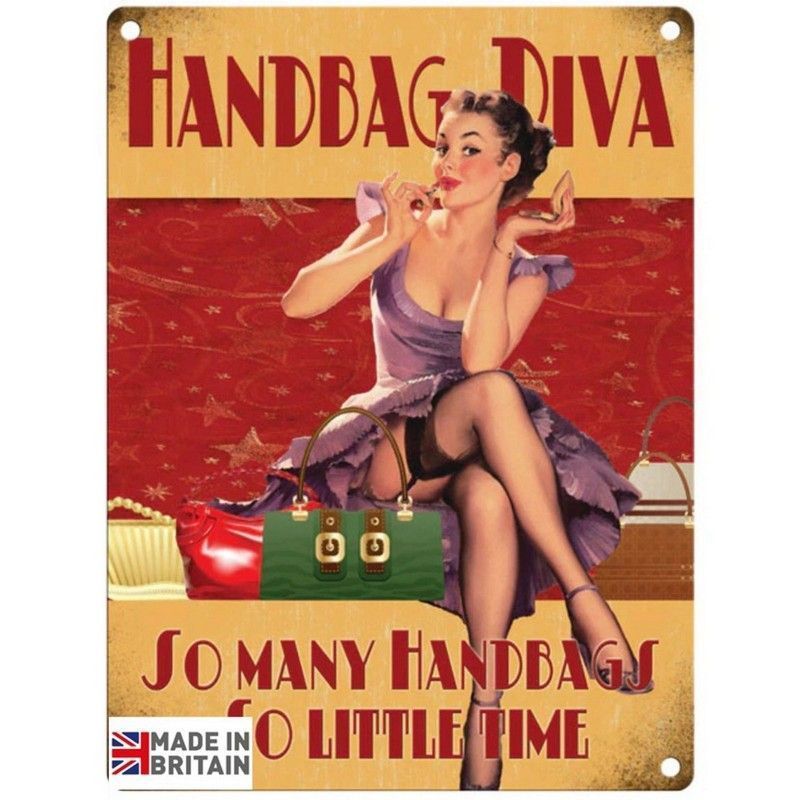 Scarthingwell Handbag Diva Sign Metal Wall Mounted - 60cm