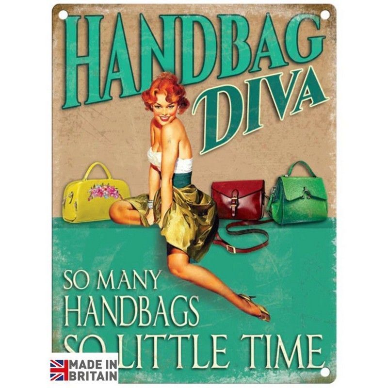 Scarthingwell Handbag Diva Funny Sign Metal Wall Mounted - 45cm