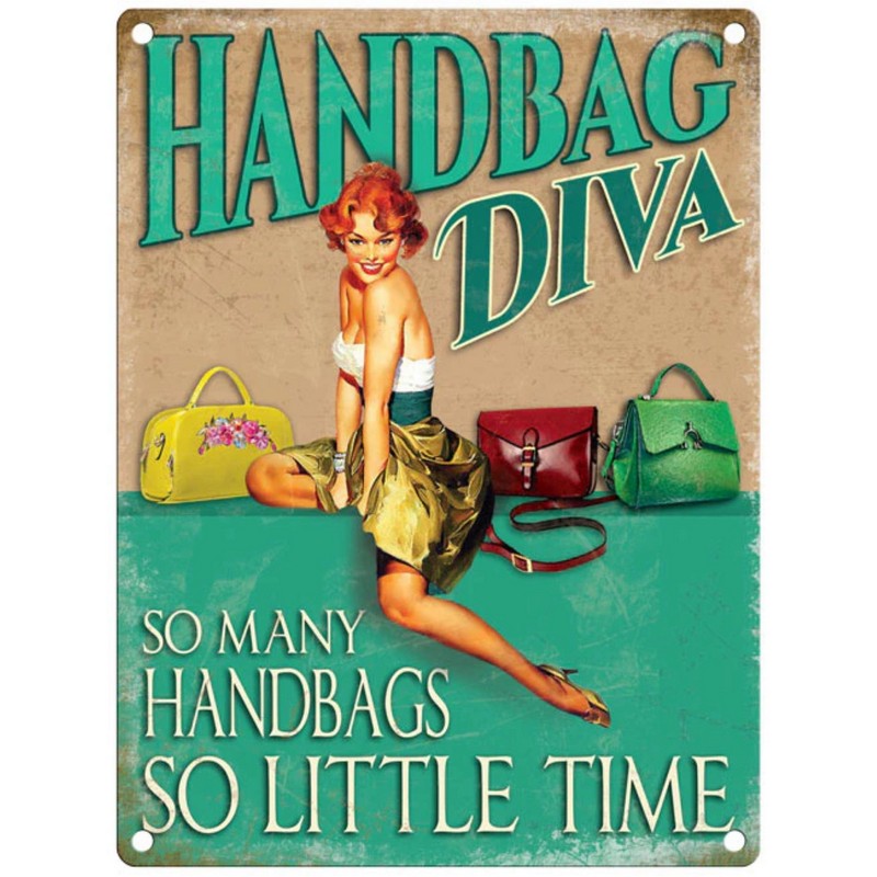 Scarthingwell Handbag Diva Funny Sign Metal Wall Mounted - 45cm