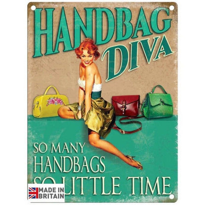 Scarthingwell Handbag Diva Funny Sign Metal Wall Mounted - 60cm