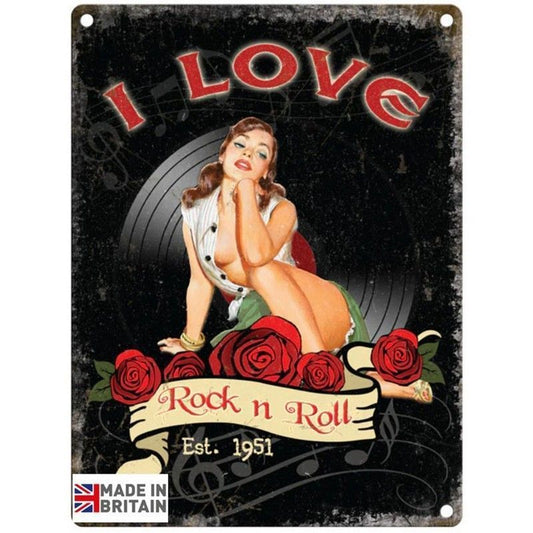 Scarthingwell I Love Rock N Roll Sign Metal Wall Mounted - 45cm