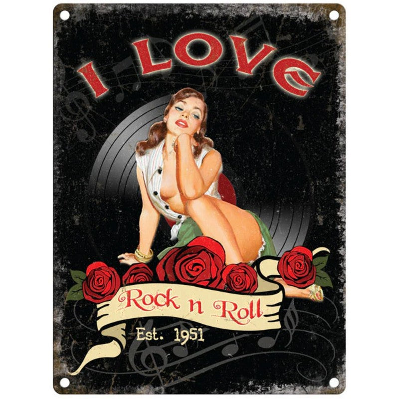 Scarthingwell I Love Rock N Roll Sign Metal Wall Mounted - 60cm