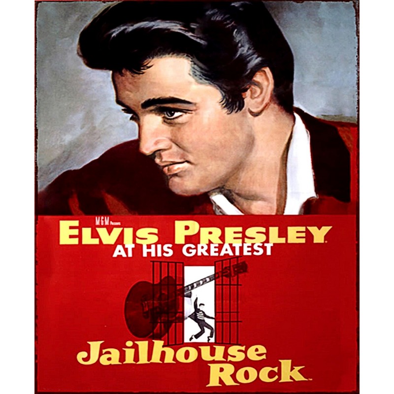 Scarthingwell Elvis Jailhouse Rock Sign Metal Wall Mounted - 45cm