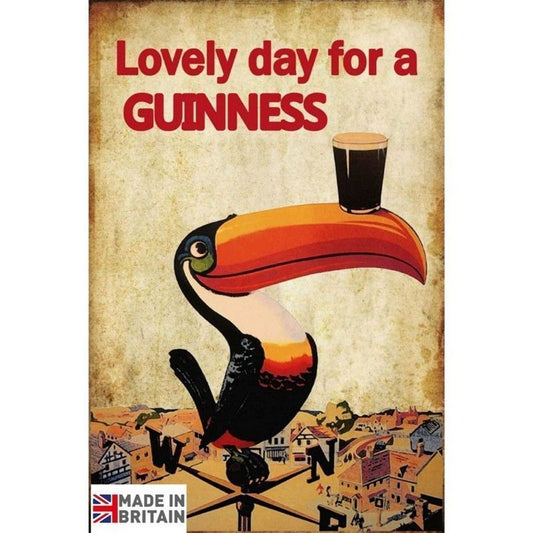 Scarthingwell Toucan Lovely Day For A Guinness Sign Metal Wall Mounted - 45cm