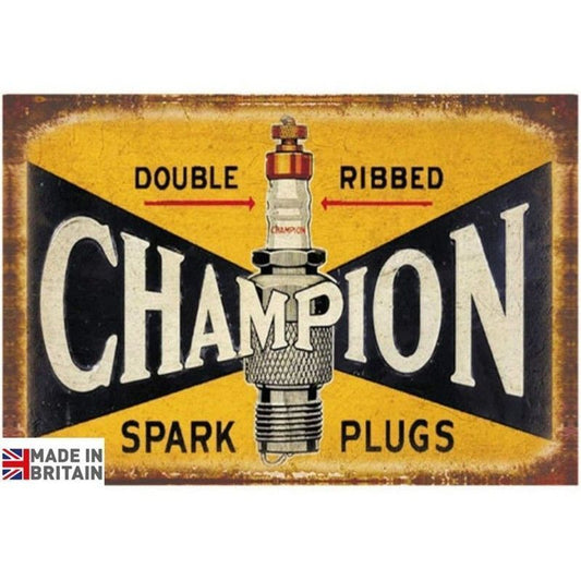 Scarthingwell Champion Spark Plugs Sign Metal Wall Mounted - 45cm