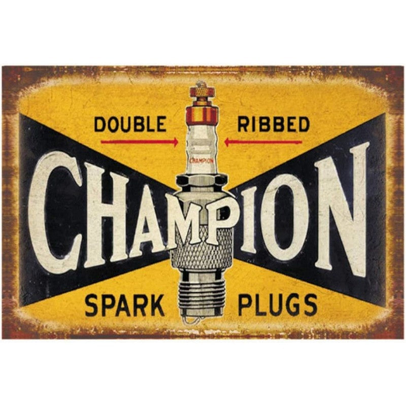 Scarthingwell Champion Spark Plugs Sign Metal Wall Mounted - 45cm