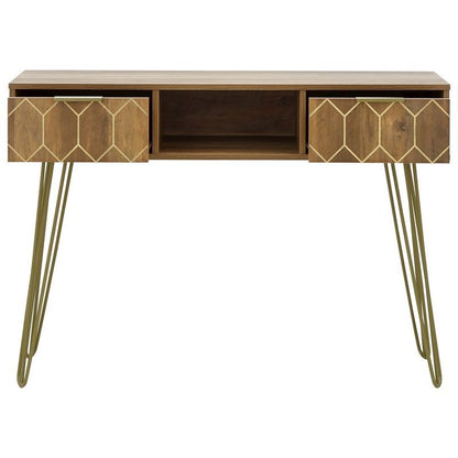 GFW Orleans Console Table Natural 1 Shelf 2 Drawers