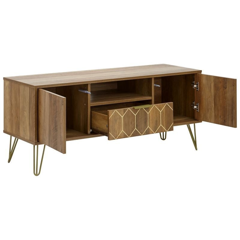 GFW Orleans TV Unit Natural 1 Shelf 1 Drawer 2 Doors