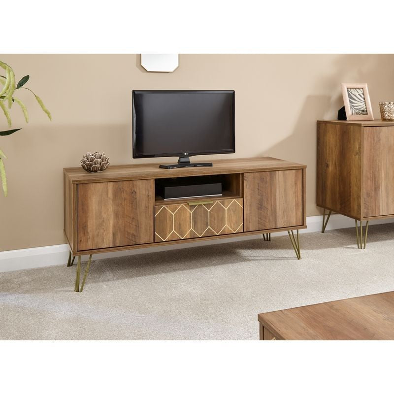 GFW Orleans TV Unit Natural 1 Shelf 1 Drawer 2 Doors