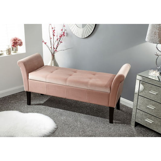 GFW Osborne Bench Wood & Fabric Pink