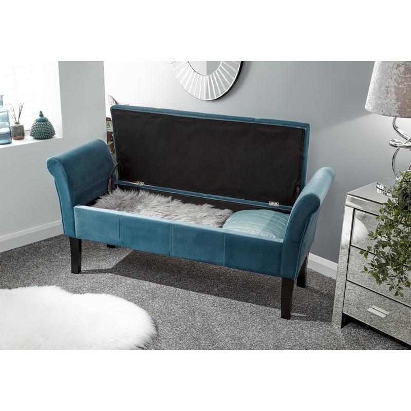 Osborne Bench Wood & Fabric Blue