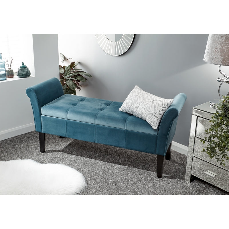 Osborne Bench Wood & Fabric Blue