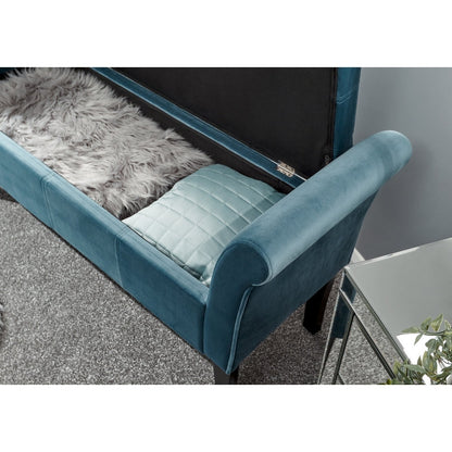 Osborne Bench Wood & Fabric Blue