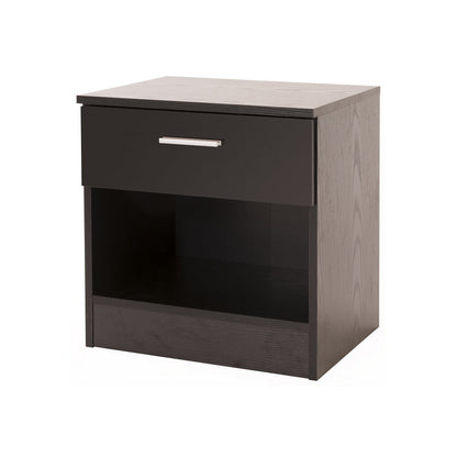 Ottawa Bedside Table Black 1 Shelf 1 Drawer