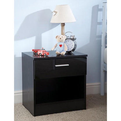 Ottawa Bedside Table Black 1 Shelf 1 Drawer