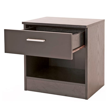 Ottawa Bedside Table Black 1 Shelf 1 Drawer