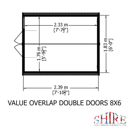 Shire Cromer 6' 5" x 8' 1" Apex Shed - Premium Overlap