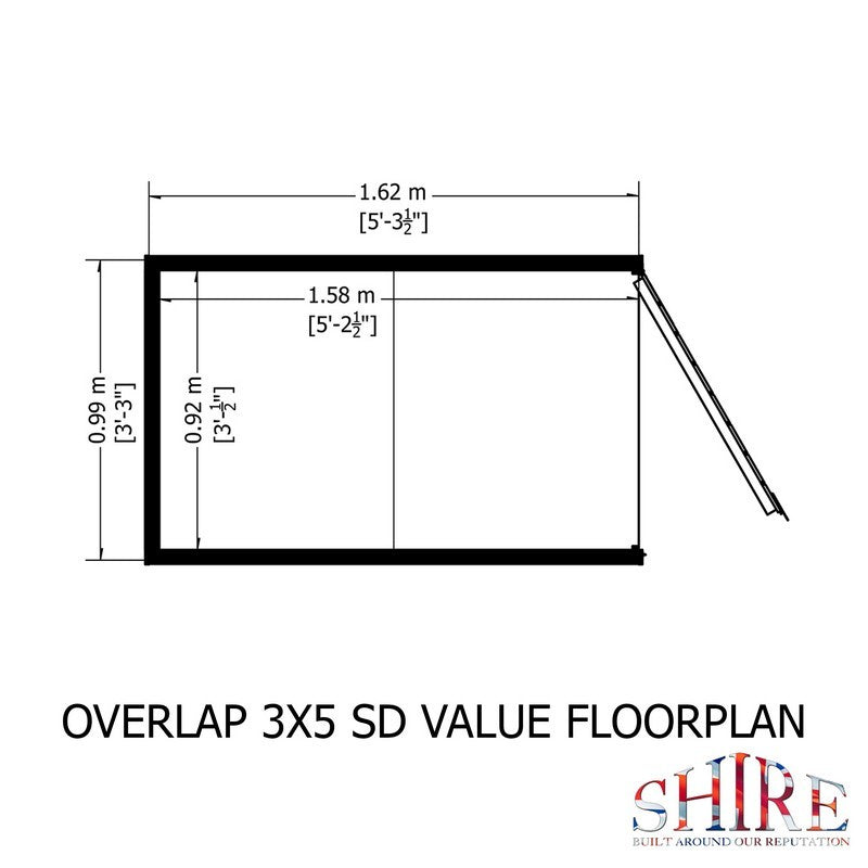 Shire 5' 3" x 3' 2" Apex Shed - Budget Dip Treated Overlap